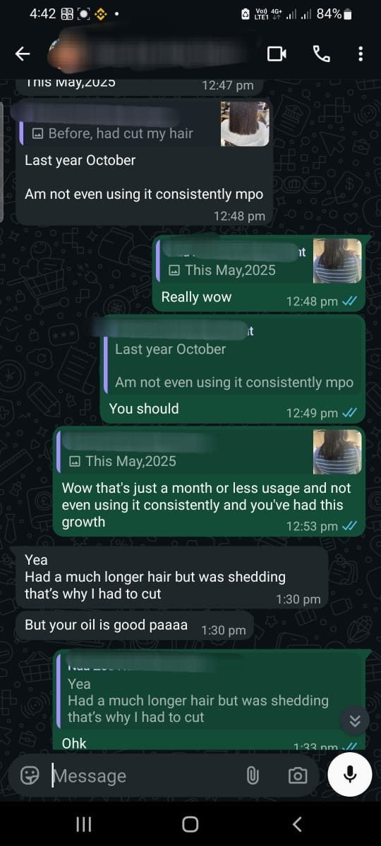 Customer amazed at hair growth in a month using HairRush